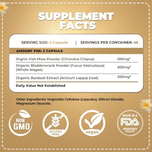 ORGANICS NATURE Sea Moss capsules packaging on shelf for daily nourishment