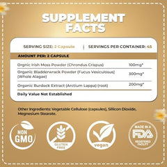 ORGANICS NATURE Sea Moss capsules packaging on shelf for daily nourishment