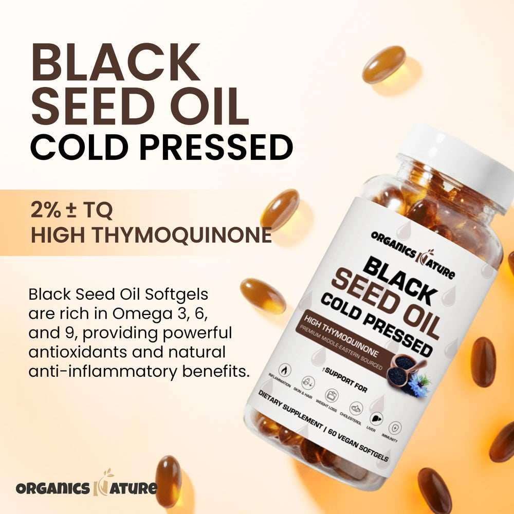 Organics Nature softgel capsules closeup for quick-release daily wellness.