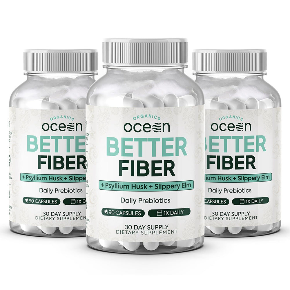 Organics Ocean Better Fiber bottle front view supports daily digestion and regularity.
