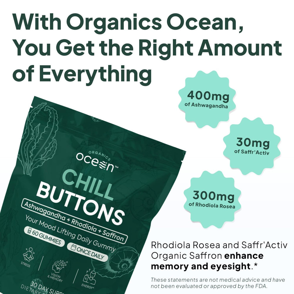 Organics Ocean Chill Buttons ashwagandha gummy calm support