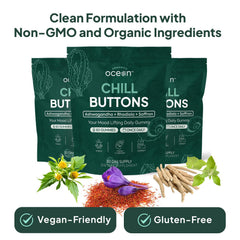 Organics Ocean Chill Buttons gummies arranged on a surface for daily wellness