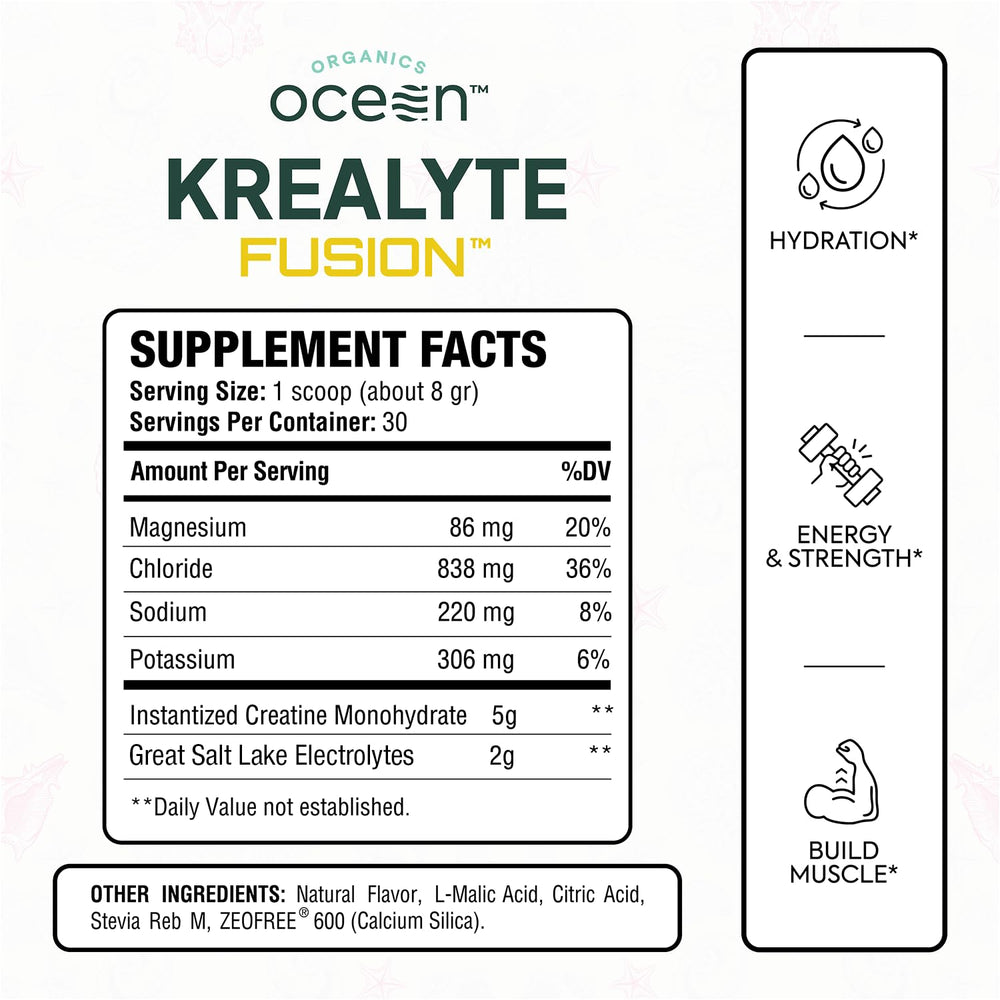 Krealyte Fusion powder tub front highlighting instant mixability