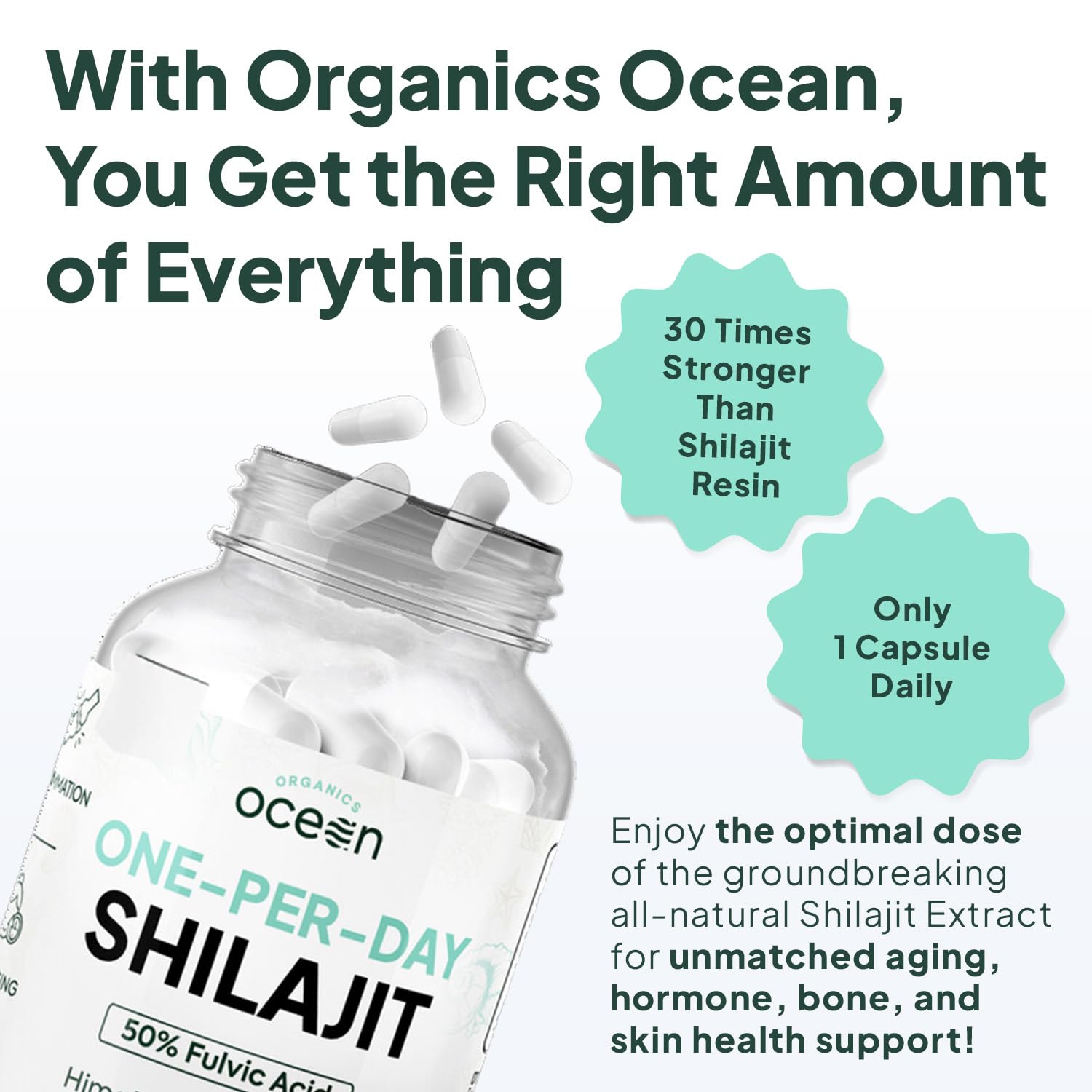 Organics Ocean one-per-day packaging close-up with simple daily routine