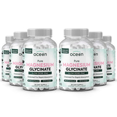 Organics Ocean Pure Magnesium Glycinate with Zinc bottle emphasizing quality and strength.