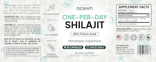Organics Ocean Shilajit bottle on clean background highlighting vegan capsule and minimal additives
