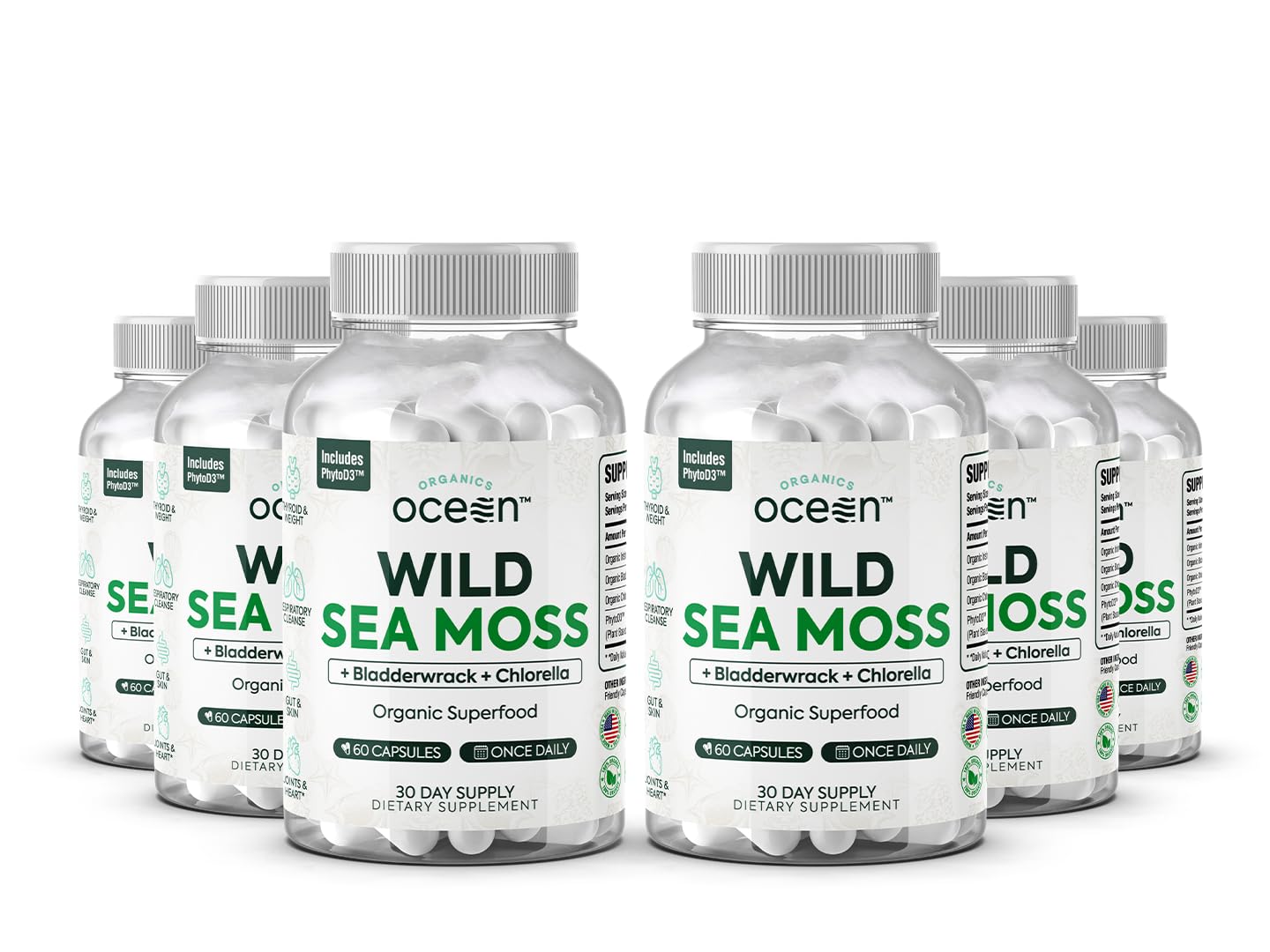 Organics Ocean Wild Sea Moss capsules bottle for easy daily energy and immunity support