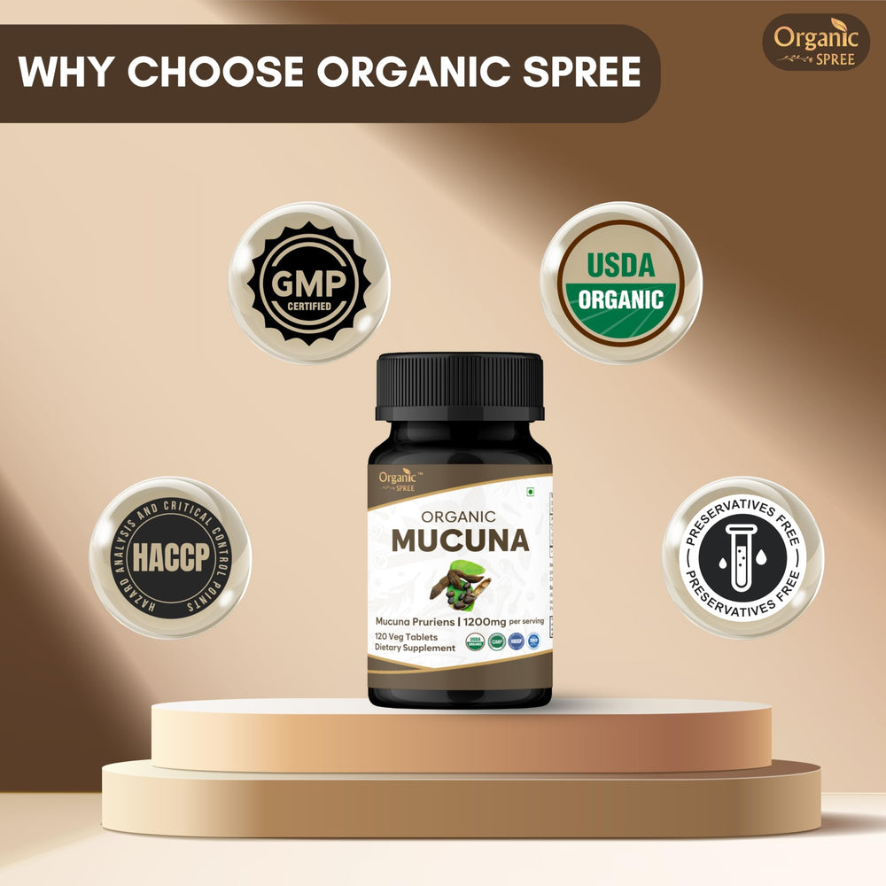Organic Spree Mucuna label with USDA Organic for trust and transparency.