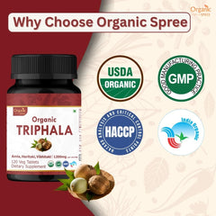 Packaging interior shot highlighting sustainability and purity for ORGANIC SPREE Triphala