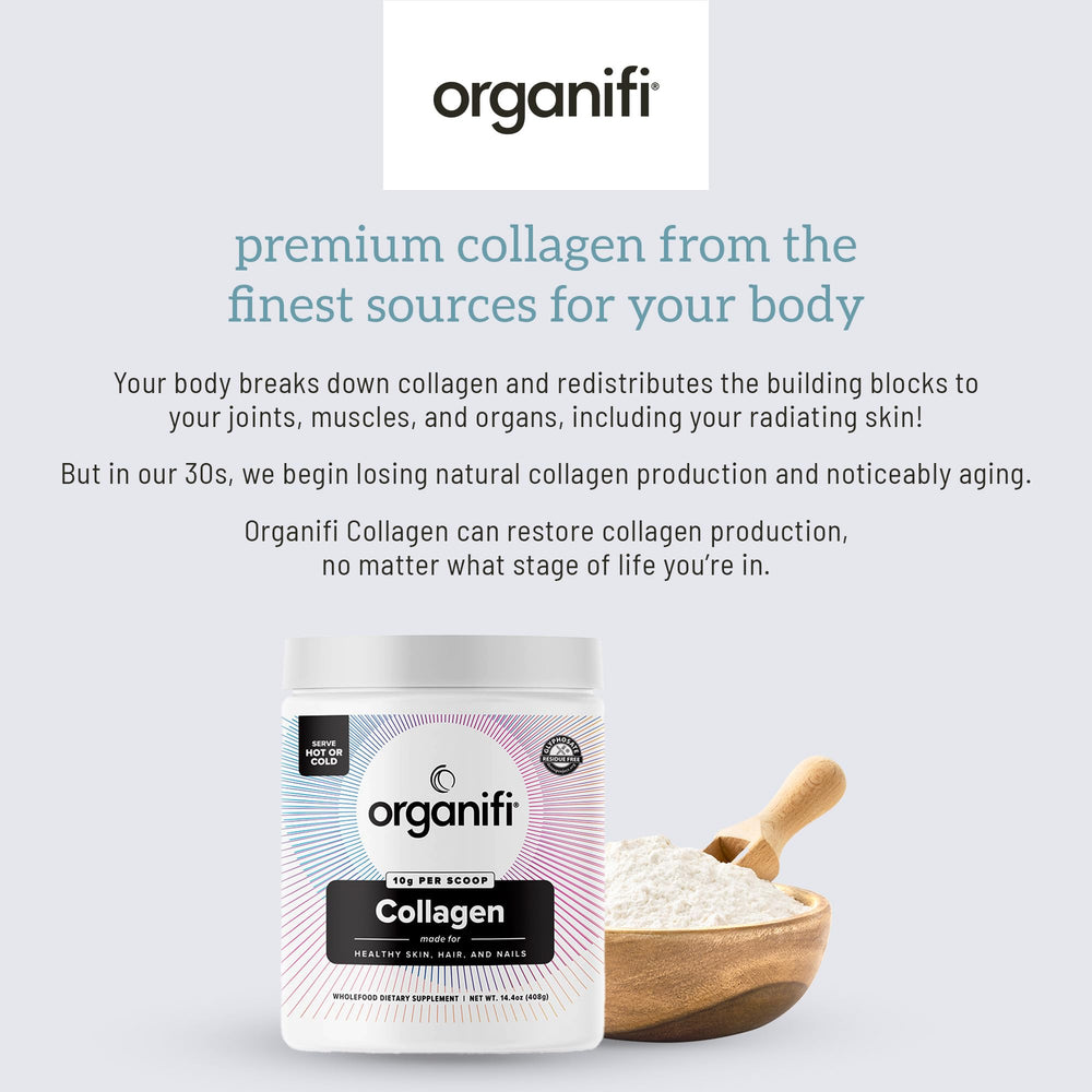 Organifi Collagen ingredients list shows real-food sources.