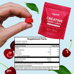 Organifi Creatine Chews bottle close-up with real-food ingredients and VitaCherry