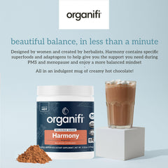 Criollo cacao and ingredients showcased in Organifi Harmony blend.
