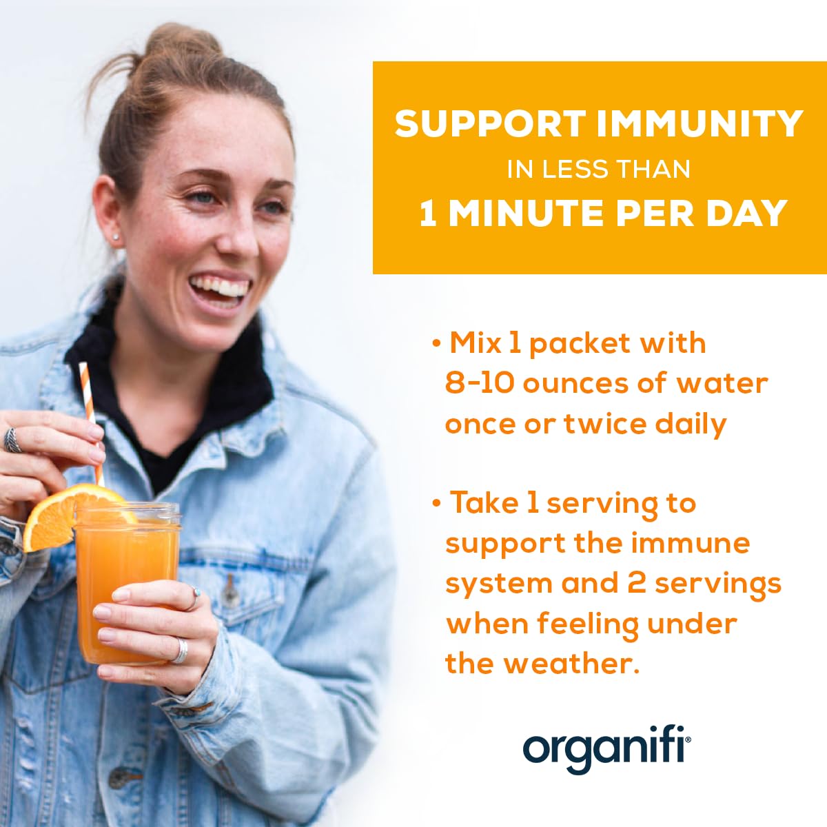Organifi Immunity shows vitamin C, D and zinc in the nutrient blend.