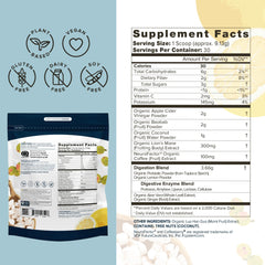 Organifi Pure bottle serve highlighting caffeine-free study-friendly nutrition