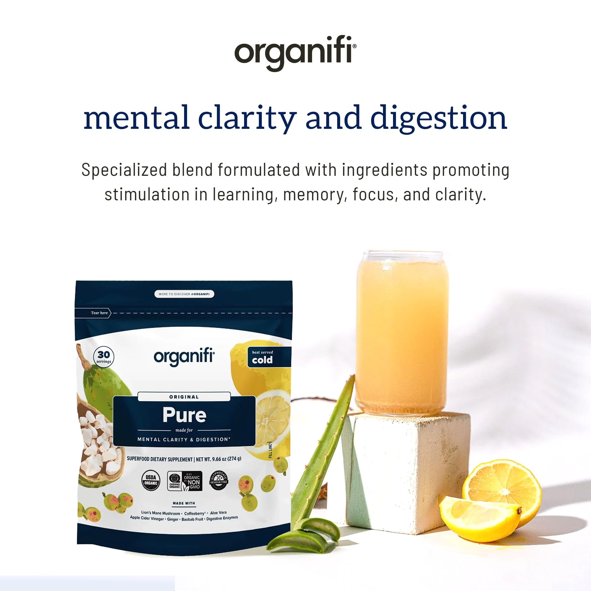 Organifi Pure coffee-fruit extract emphasizes BDNF-boosting ingredients for mental clarity