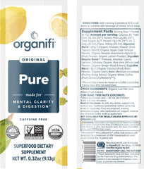 Organifi Pure Smart Packs lemon sachets arranged to illustrate convenient daily wellness.