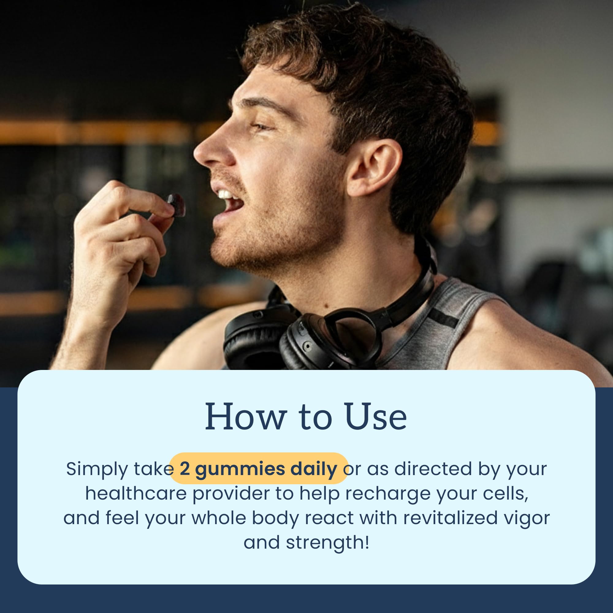 Organifi Shilajit Gummies two gummies serving to support energy and fatigue relief.