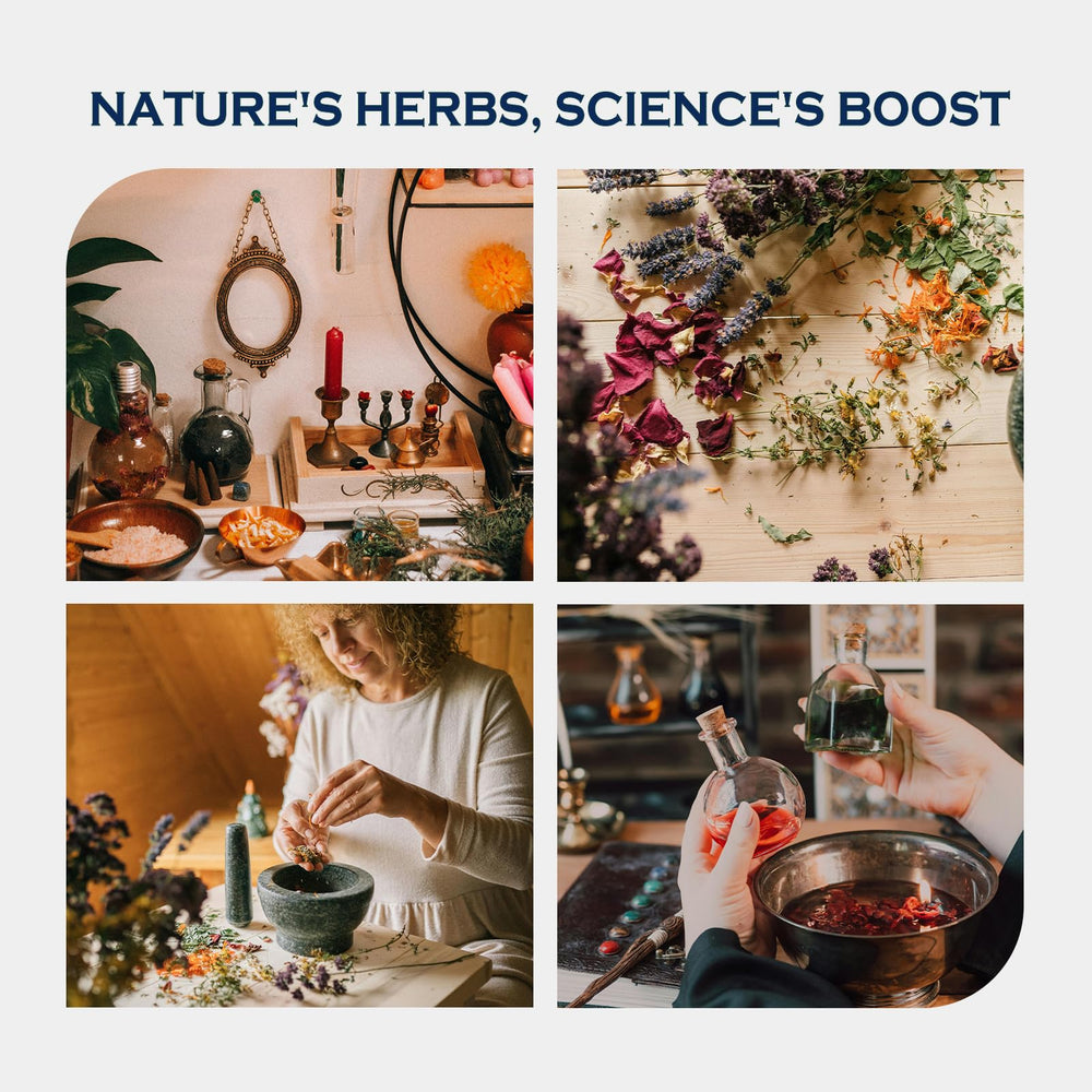 ORGANIHERBENCE drops in water-glass show easy daily ritual and hydration-friendly intake.