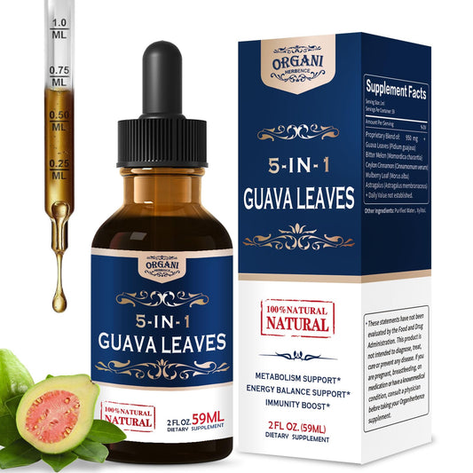 ORGANIHERBENCE guava leaves bottle for metabolism support and daily wellness.
