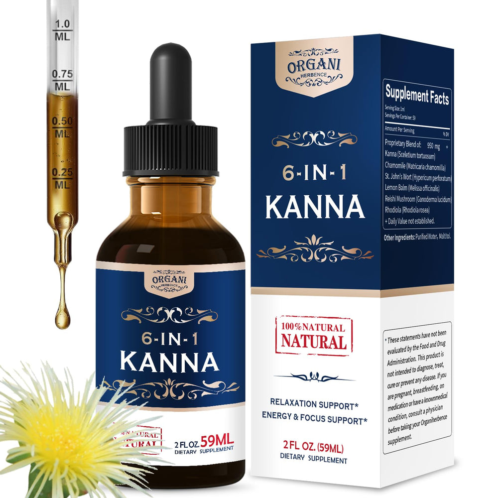 ORGANIHERBENCE kanna drops bottle for calm focus on the go.
