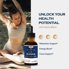 ORGANIHERBENCE kanna drops pour showing precise 1 ml dosing for calm use.