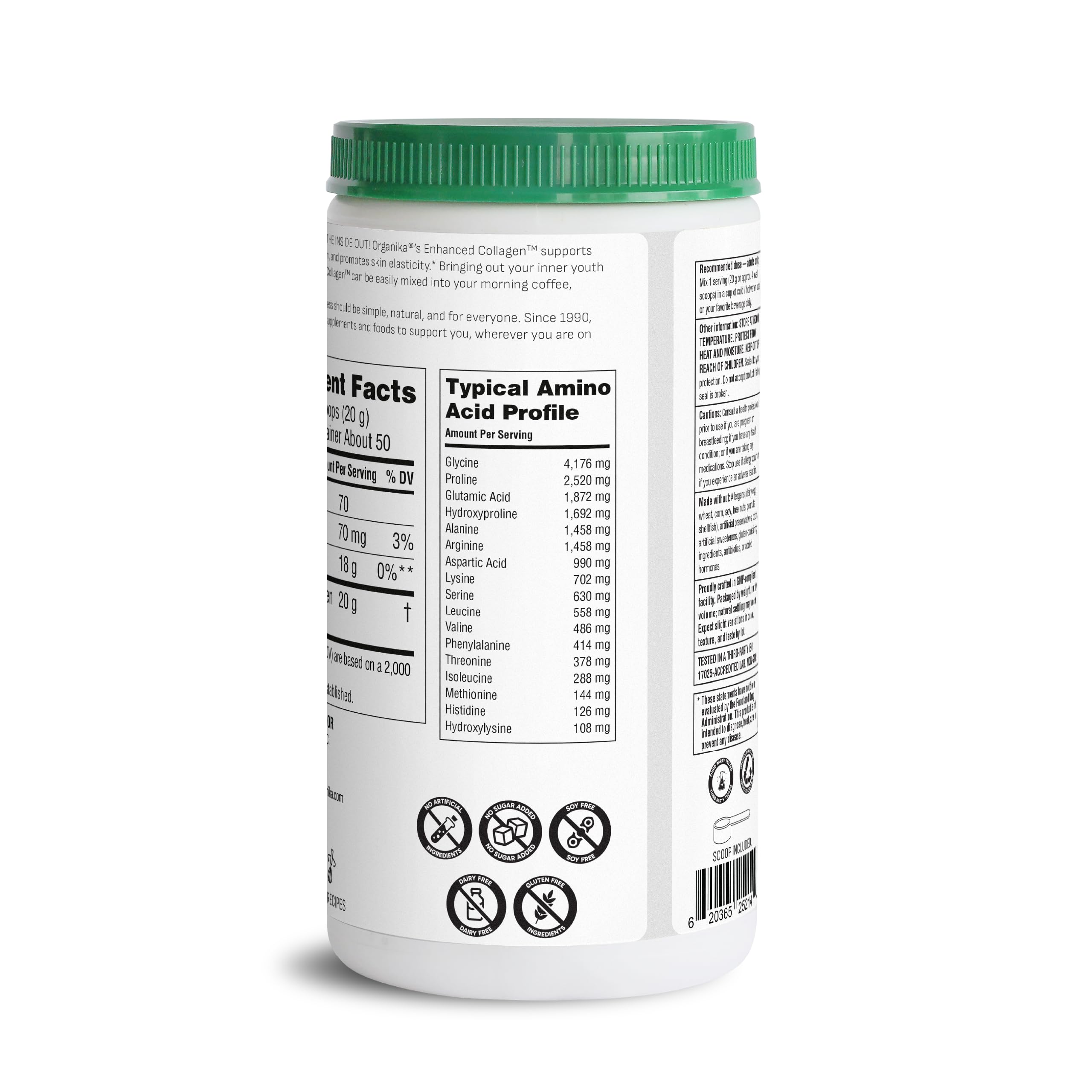 Organika Collagen Powder in a coffee cup, heat-stable and convenient.