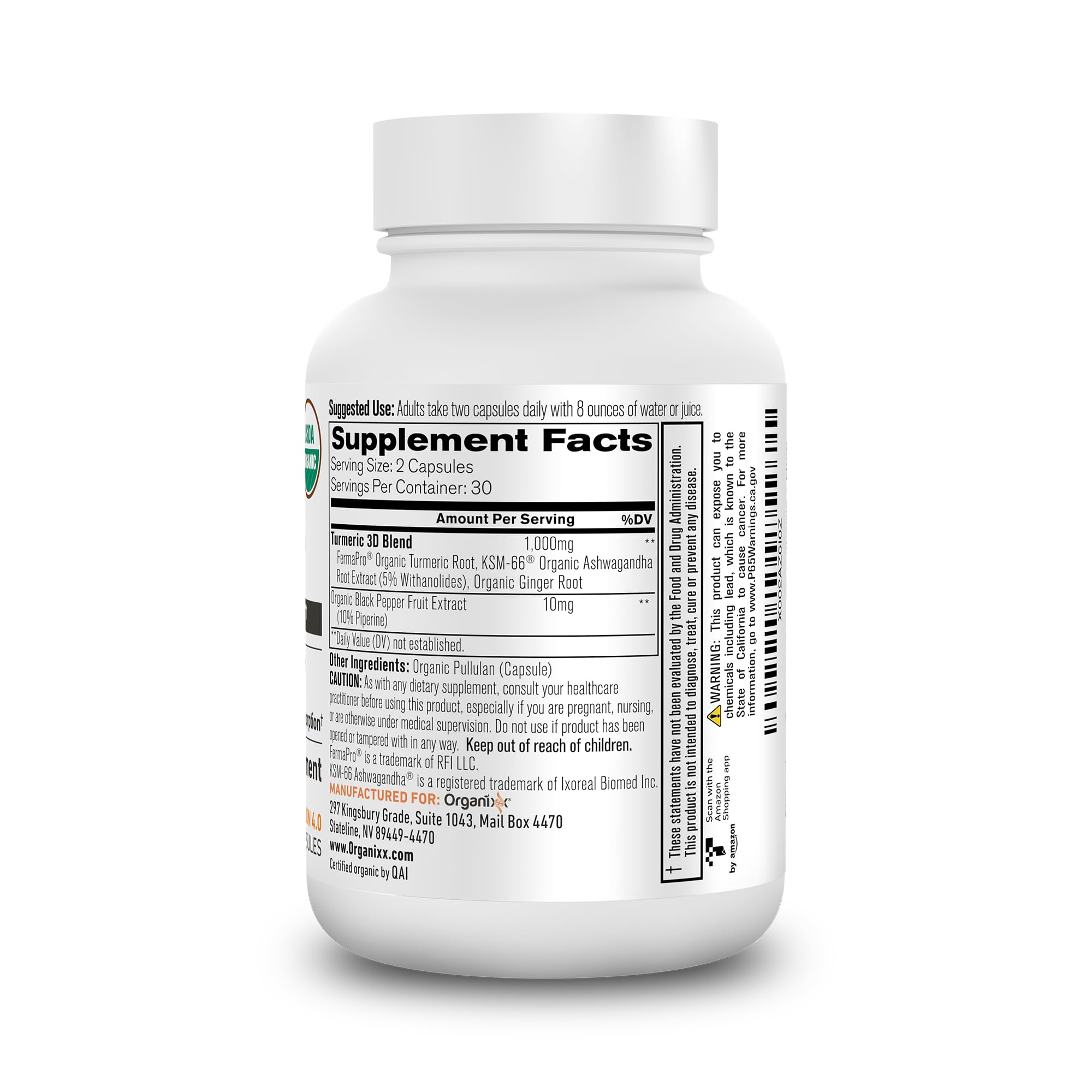 Organixx ashwagandha vitamin D3 capsules image supports balanced daily energy.