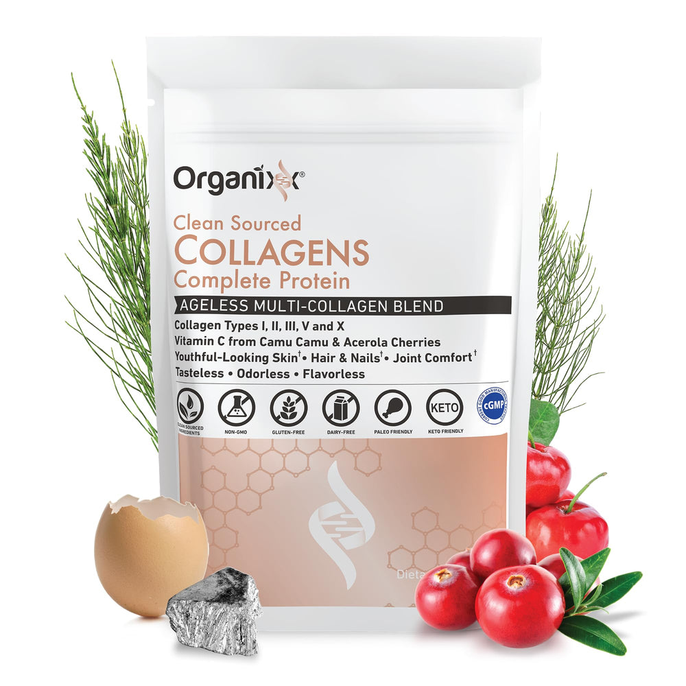 Organixx Clean Sourced Collagen Powder bottle, unflavored, ideal for daily use.