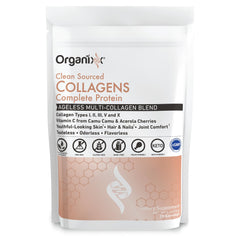 Organixx Clean Sourced Collagen powder bottle ready for daily beauty support.