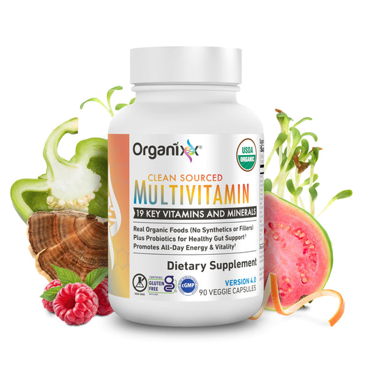 Organixx Clean Sourced Multivitamin bottle for daily wellness.