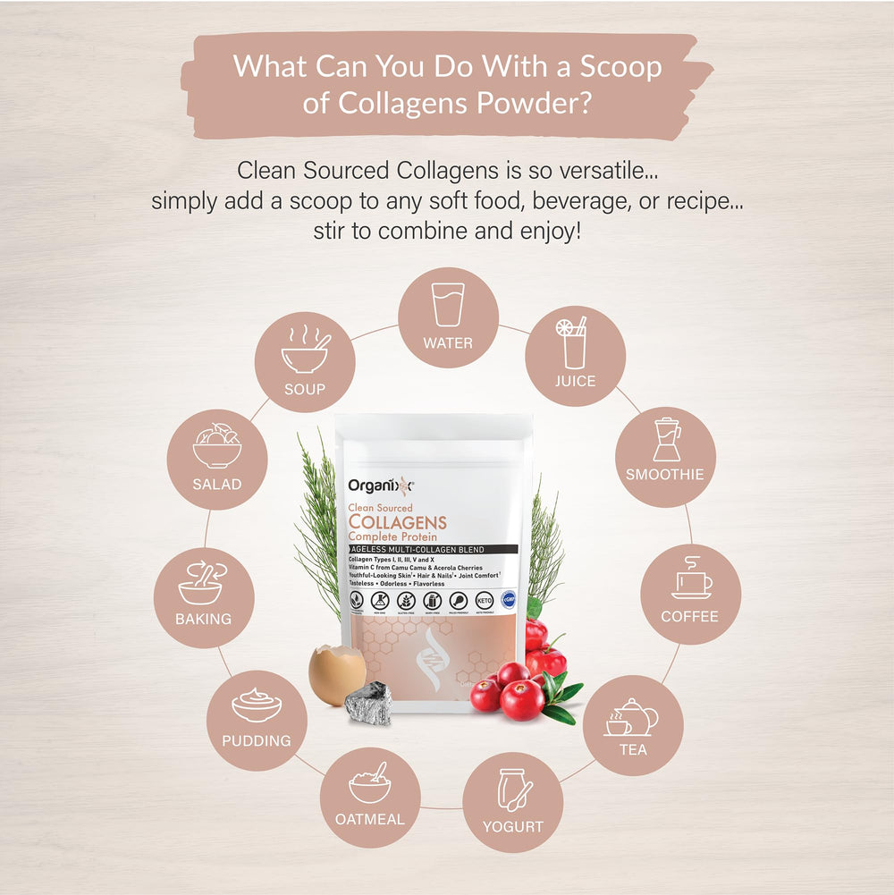 Organixx collagen powder with vitamin C dissolves easily in water.
