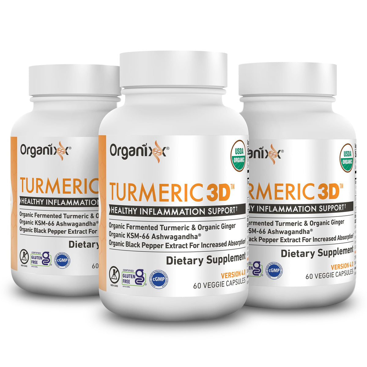 Organixx fermented turmeric bottle highlighting potential absorption boost for daily wellness.