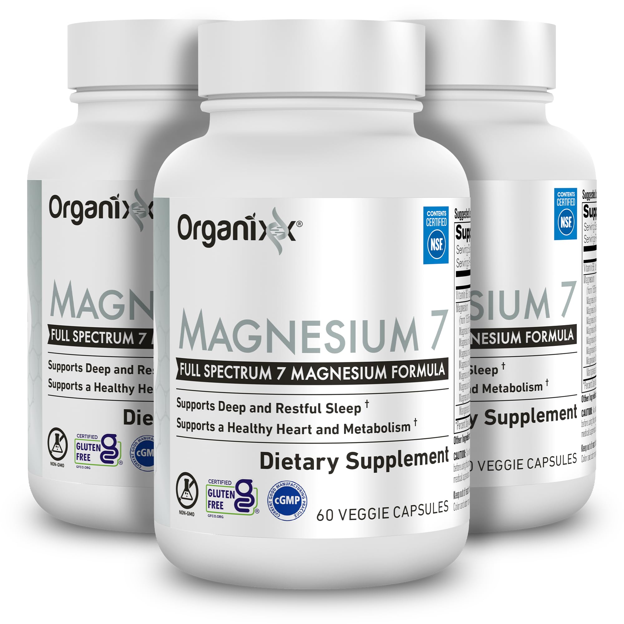 Organixx Magnesium 7 bottle front view for restful nights