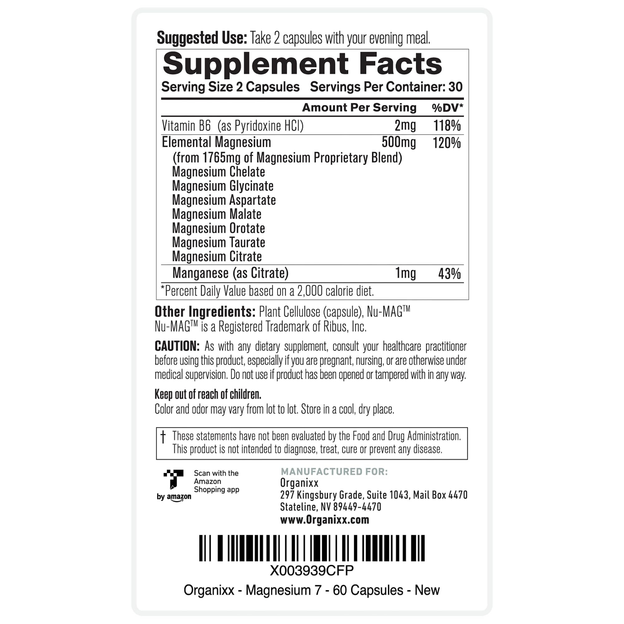 Organixx Magnesium 7 triple-pack box implies value and ongoing wellness