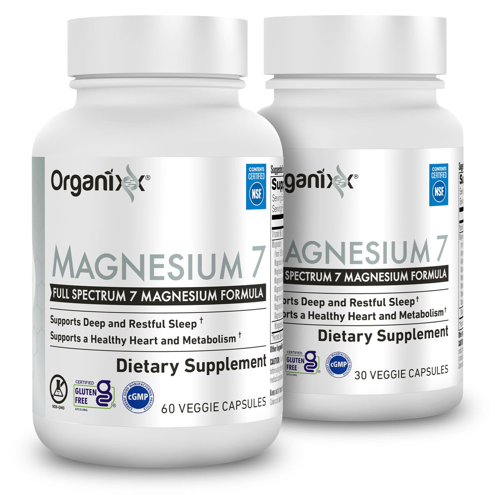 Organixx Magnesium Glycinate bottle with 7-forms blend for easy absorption and calm evenings