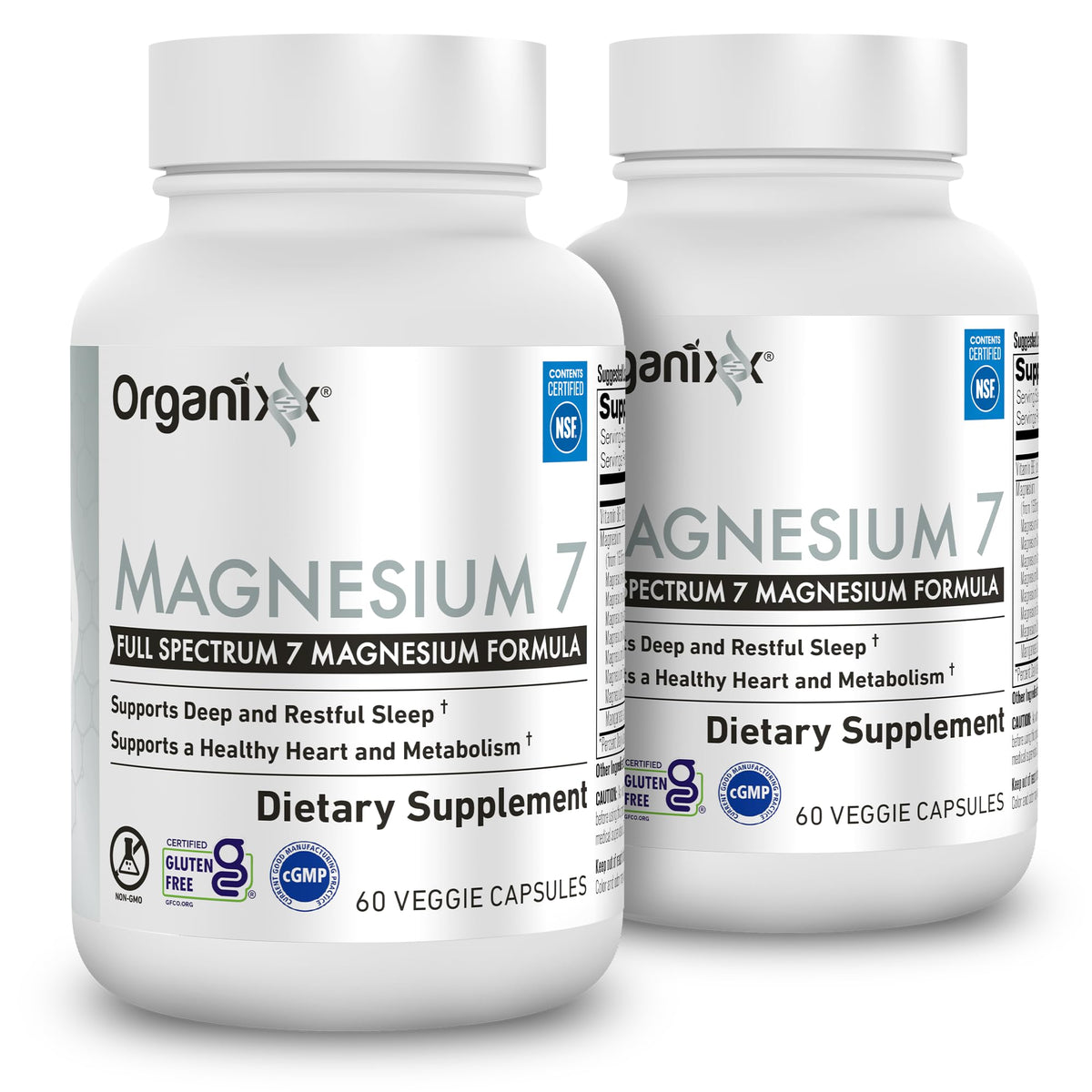 Organixx Magnesium Glycinate bottle for convenient nightly support and easy supplementation.