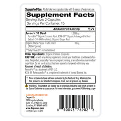 Organixx nutrition facts panel closeup for ingredient clarity