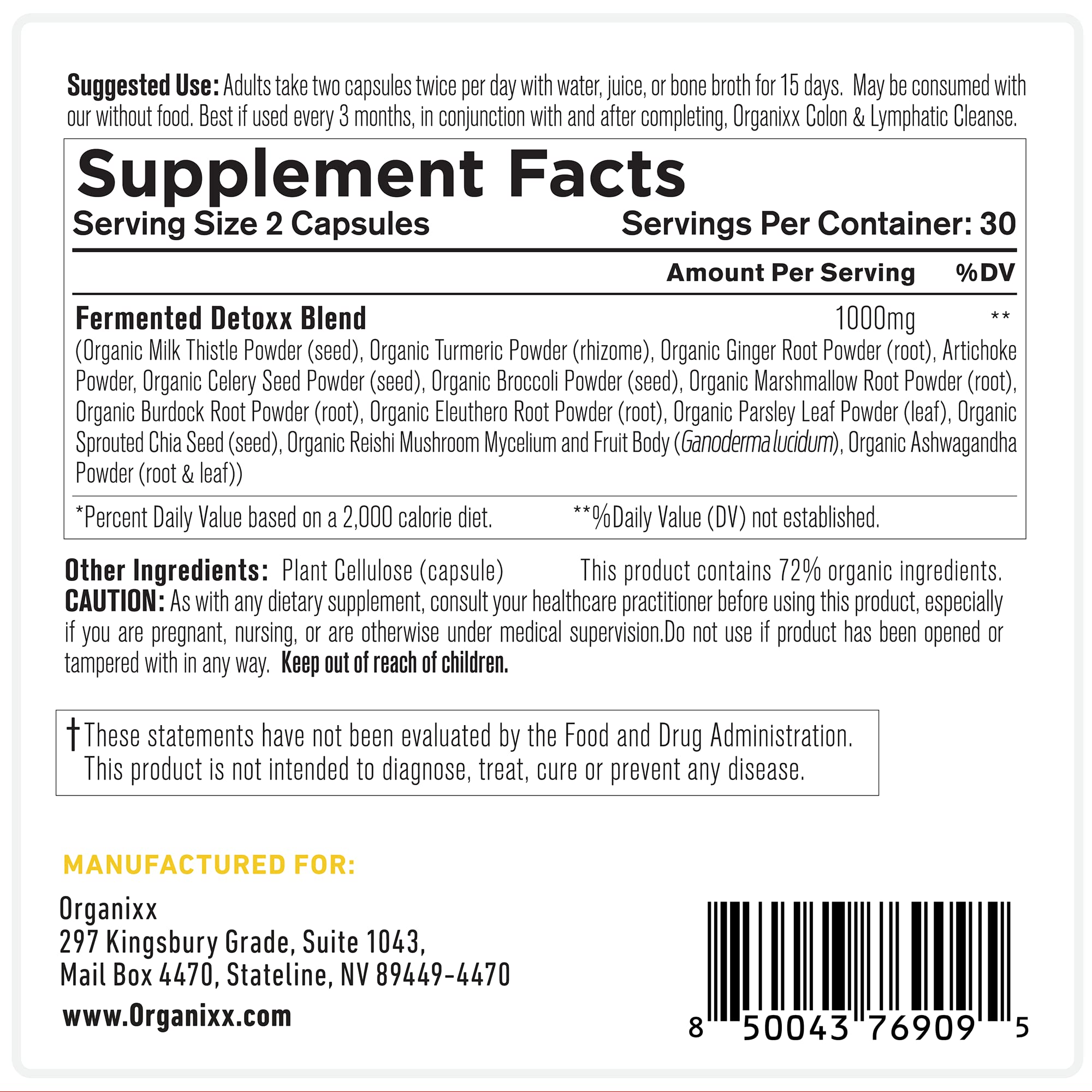 Organixx Packaging and label close-up showing clear ingredient list.
