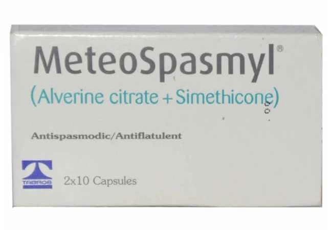 ORGMAX MeteoSpasmyl packaging front suggesting bloating relief