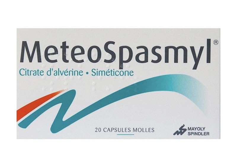ORGMAX MeteoSpasmyl soft capsules close-up showing smooth easy-to-swallow form