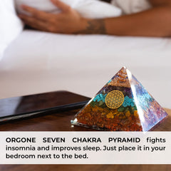 Orgonite Crystal Seven Chakra Pendant close-up shows pendant craftsmanship.