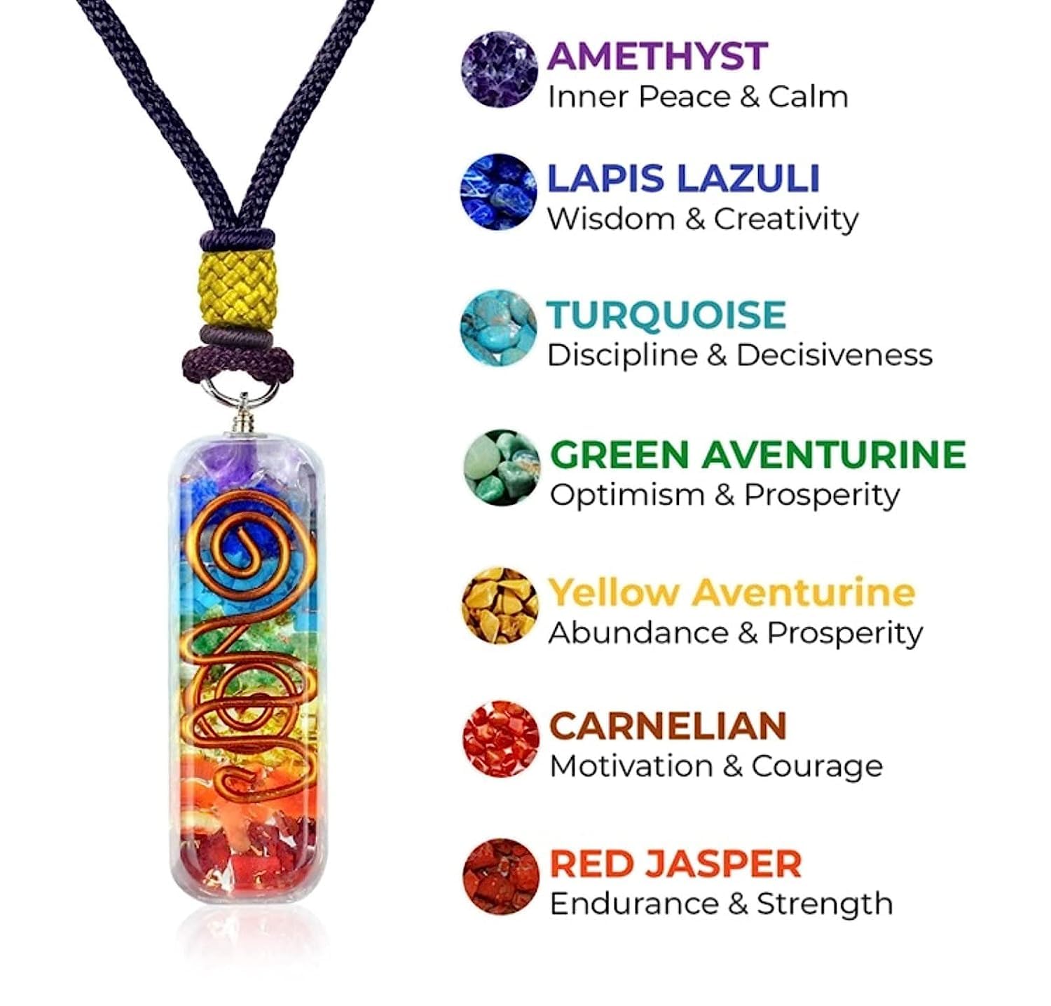 Orgonite Crystal Seven Chakra Pyramid side view shows structure and aura-enhancing design.