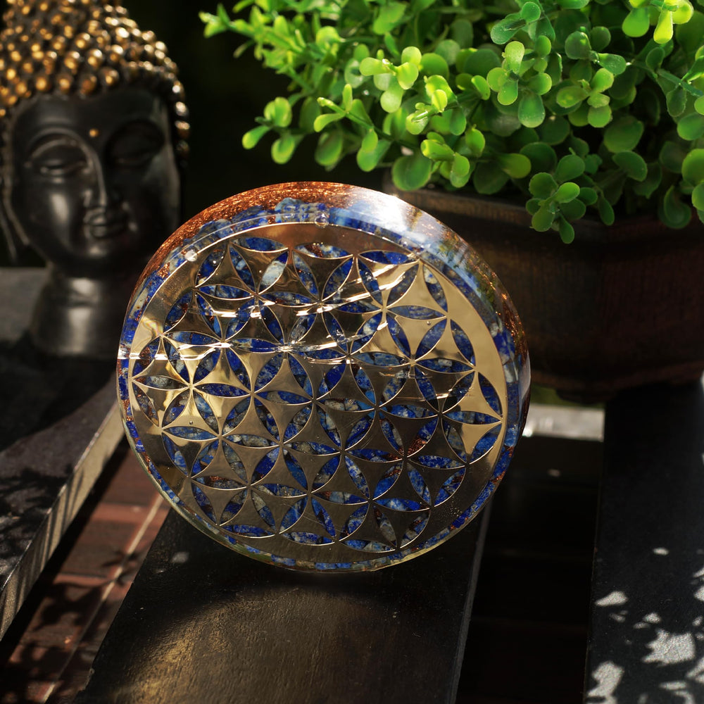 Orgonite Crystal water charging plate helps balance energy for mindful routines.