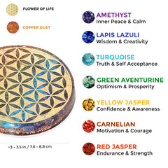 Orgonite Crystal Water Charging Plate with Flower of Life pattern for harmonious energy