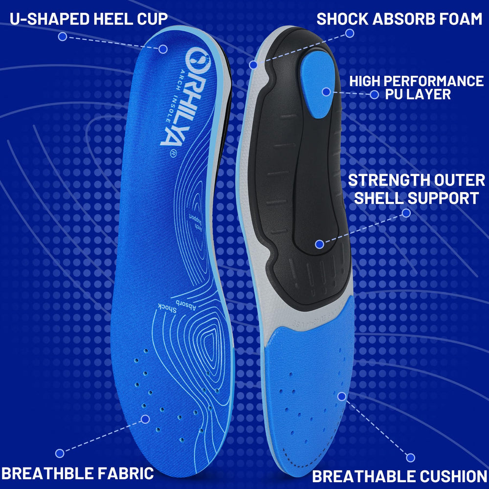 ORHILYA deep heel cup cushions the heel and aligns the foot