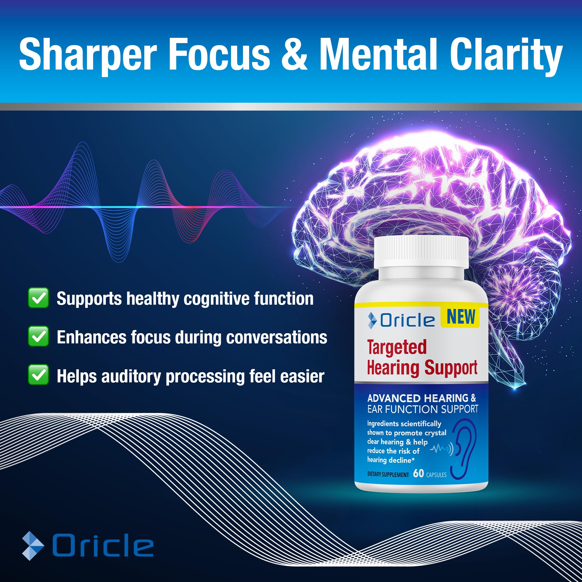Oricle Targeted Hearing Support recyclable packaging to support sustainable choice.