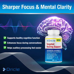 Oricle Targeted Hearing Support recyclable packaging to support sustainable choice.