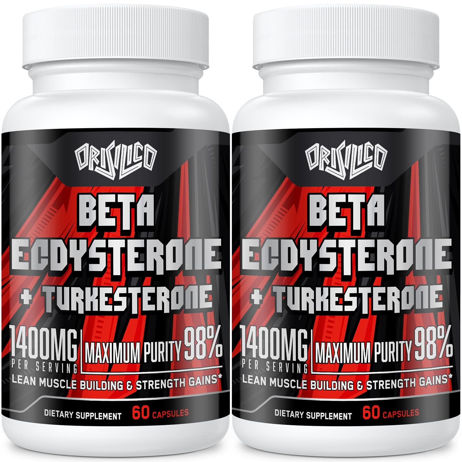 Orisilico beta ecdysterone and turkesterone bottle front for performance support