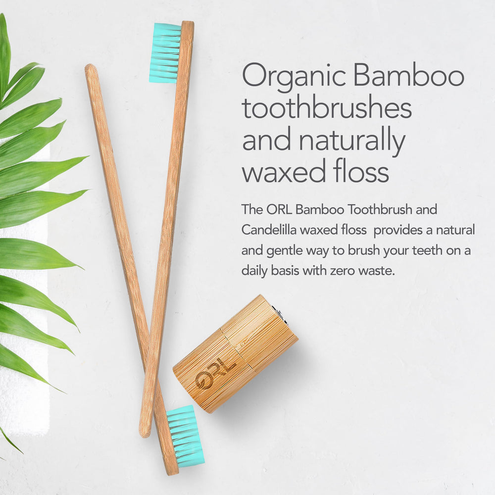Bamboo toothbrushes from the ORL 60-Day Kit for sustainable brushing.