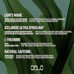 Orlo Brain Bar spirulina shot highlights nutrient-dense energy.